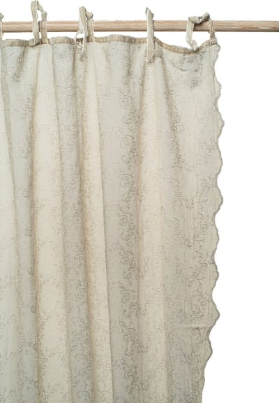 Gordijn | Camille - Geborduurde Voile - Scalloped Randen & Velvet Linten - 180x280 cm - Pebble - Pimlico