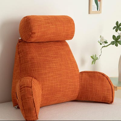 Groot Leeskussen - Neksteun Rugsteun - Comfortabel Lezen - Extra Gevuld Schuim - 60x45x20 cm - Vibrant Orange