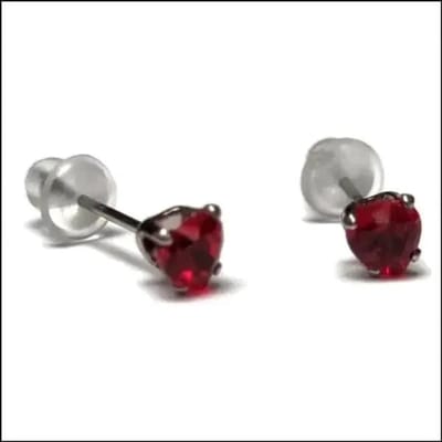 Aramat Jewels | Oorbellen | Stalen Hartjes Oorstekers Zirkonia – Diverse Kleuren & Maten 316L RVS | Zilverkleur / 4 mm / Donker Rood | | | Staal | Kinderen, Volwassenen | Verkleurd niet
