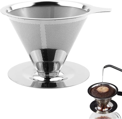 Thijox - Permanente Koffiefilter Herbruikbaar Koffiefilter Roestvrijstaal voor Handmatig Koffiezetapparaat - Papierloze Druppelaar voor 1-4 Kopjes Kof