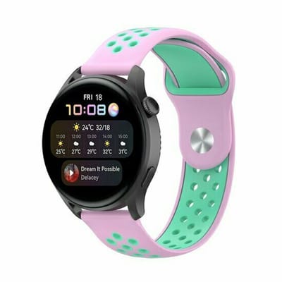 By Qubix - Sport Edition siliconen band - Roze + groen - geschikt voor Huawei Watch 5 - 46mm