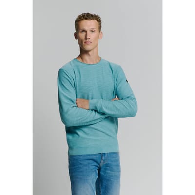 No Excess Pullover Crewneck Garment Dyed + Stone Washed Seablue Size: XL | Sweaters Outlet | Heren | Blauw