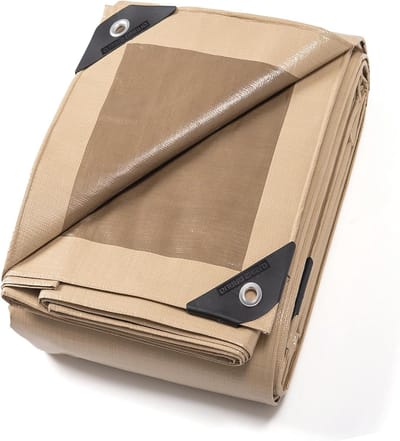 Afdekzeil Weefsel - Beschermzeil Veelzijdig - Afdekken Tuinmeubelen - Waterdicht Scheurvast UV-gestabiliseerd - 3 x 6 m - Beige Kaki
