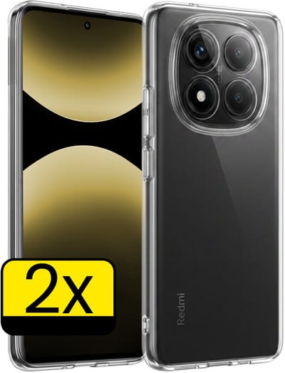 Hoesje - 2 Stuks - Geschikt voor Xiaomi Redmi Note 14 Pro - Sterk & Shockproof - Case Siliconen - Back Cover - Telefoon Hoes - Telefoonhoesjes - Transparant