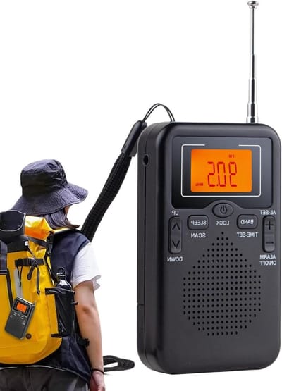 Draagbare Radio - Zakradio FM AM - Reizen en Onderweg - Helder Stereogeluid - 10.5x5.8x1.8 cm - Zwart