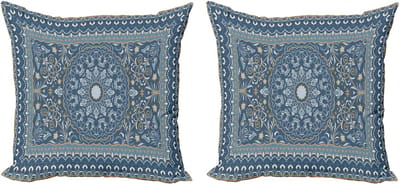 ABAKUHAUS Antieke Oosterse Decoratieve Kussenhoes, Set van 2, Modern Accent Dubbelzijdige Digitale Print, 40x40 cm, Grijsgroenblauw