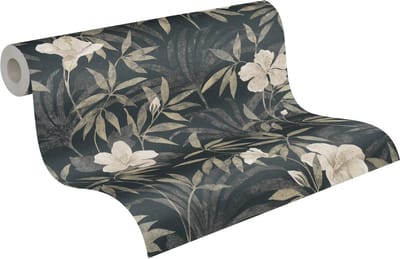A.S. Création behang bloemen bruin, grijs en zwart - AS-380282 - 53 cm x 10,05 m