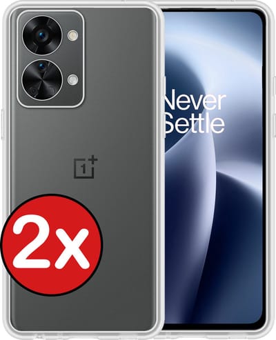 Hoesje - 2 Stuks - Geschikt voor OnePlus Nord 2T - Sterk & Shockproof - Telefoonhoes - Back Cover - Case Siliconen - Telefoon Hoes - Transparant