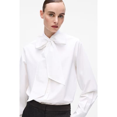 Karl Lagerfeld Retro Poplin Bow Blouse White Taglia: 42 | Magliette intime Outlet | Donna | Bianco