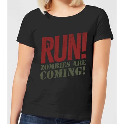 RUN! Zombies Are Coming! Dames T-shirt - Zwart - 3XL