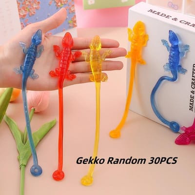 5/10/20 Stuks Elastisch Reptielenspeelgoed Kerstcadeaus Plakkerige Fidget Vulling Gecko Grappige Doelbal voor Kinderen
