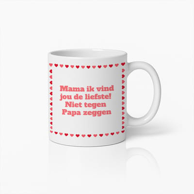 Mama ik vind jou de liefste Mok 330ml – Grappig Moederdag Cadeau van Kinderen – Schattige Hartjes Koffiebeker – Perfect Cadeau voor Mama, Verjaardag of Moederdag