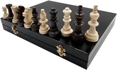 Schaakspel Deluxe - Strategie spel - Klassiek spel thuis - Massief houten stukken - Koning 9 cm - Wengé