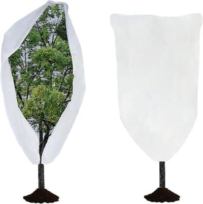 Winter Tarpaulin Outdoor met Trekkoord en Rits - Polypropyleen Vorstbescherming Waterdicht Winddicht Koud 80 cm x 120 cm Pack van 2
