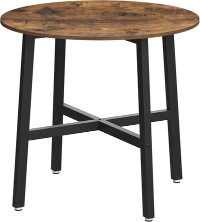 Furnstar Ronde Eettafel Industrieel – Keukentafel voor Woonkamer of Kantoor – Ø 80 cm – Rustiek Bruin/Zwart