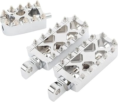 Motorfiets Voetsteunen - Brede Pedalen - Verbeterde Grip - CNC Aluminium - Chroom