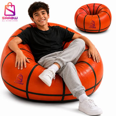 Opblaasbare Basketbal Zitzak Stoel – Comfortabele Opblaasbare Fauteuil voor Kinderen en Volwassenen – PVC Loungestoel voor Slaapkamer, Gamekamer, Woonkamer, Tuin en Terras – Basketbal Design 60x95 cm – 82882