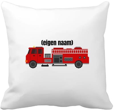 Akyol - brandweerwagen Kussen hoes - Brandweer - iemand die werkt bij de brandweer - met eigen naam - leuk cadeau voor iemand die bij de brandweer werkt - cadeau - kado - 40 bij 40 cm