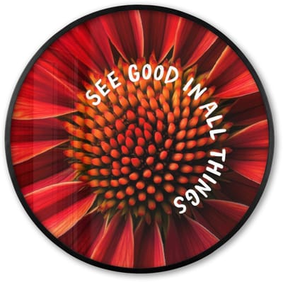 Poster in lijst Rond - Fotolijst 60x60 cm - Posters - Close up - Bloem - Quote - Rood - Ronde posterlijst zwart - Decoratie - Wanddecoratie woonkamer - Muurdecoratie slaapkamer