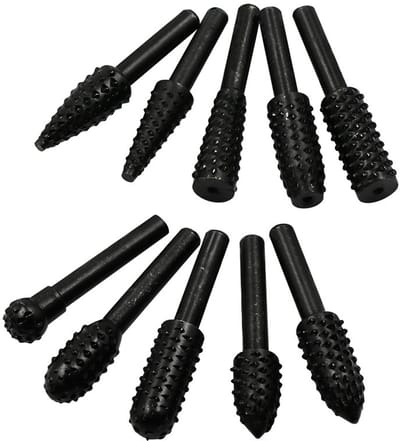 10-delige roterende vijlenset Koolstofstaal 1/8 inch/3 mm schacht Boorbits Roterende vijlen Houtsnijvijlen Houtboren voor houtsnijden Modelbouw Polijsten DIY Polijsten Houtsnijden