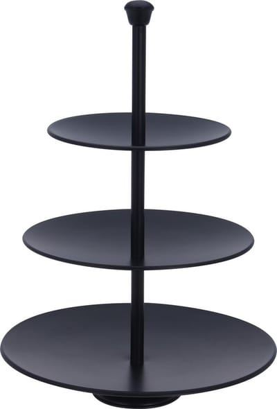 Alpina Etagere 3-laags - zwart - RVS - H36 cm - RVS - Hightea/tapas/koekjes/taartjes serveerschaal
