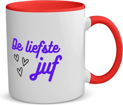 Akyol - de liefste juf koffiemok - theemok - rood - Juf - voor de liefste juf - juf - verjaardagscadeau - verjaardag - cadeau - afscheidscadeau - geschenk - leuke cadeau - kado - gift - juffendag - 350 ML inhoud
