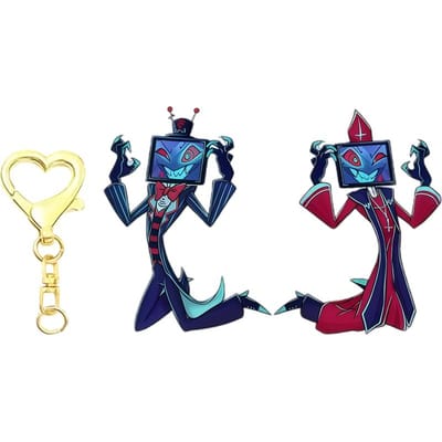6cm Dubbelzijdig Bedrukte Acryl Sleutelhanger voor Hazbin Hotel Vaggie Angel Dust Alastor Karakter sleutelhanger cadeau rugzak hanger blue