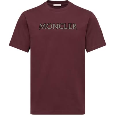 Moncler SS26 Logo Print Katoenen T-shirt Heren Tops L10918C0007589B8U480 S black