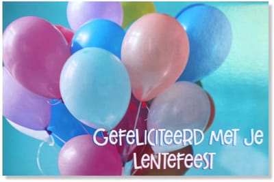 Lentefeest Wenskaart Ballonnen - 12x17cm - Gevouwen kaart inclusief envelop