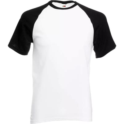 Fruit of the Loom Heren T-Shirt Honkbal met korte mouwen (Wit/zwart)