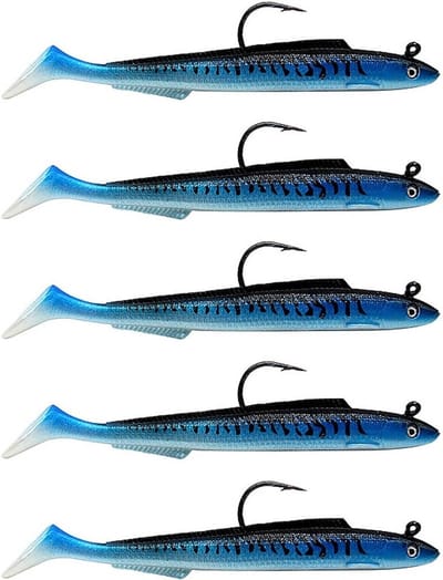 Set van 5 Paddle Tail Swimbaits - Zachte Plastic Visserslures met Jigkop voor Baars, Forel en Roodbaars - Geschikt voor Zout- en Zoetwater vissen