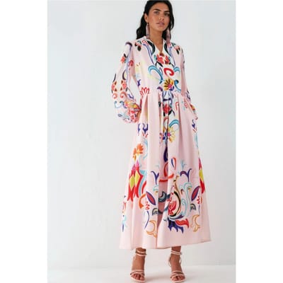 Floral Print Maxi A-lijn Jurk