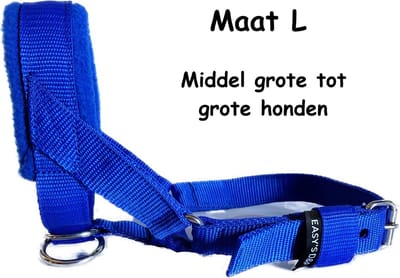 Hoofdhalster hond - Anti trek - Gevoerd - Maat L - Blauw - Antitrek hoofdhalster hond - Hoofdhalster hond - Antitrek hond - Trainingshalsband