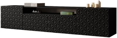 TV-kast Cali, woonwand, lowboard, tv-standaard, woonwand, woonkamer, tv-meubel, woonkamermeubels, televisie, highboard, TV-kast, tv-lowboard, 200 cm, 3 deuren, zwart