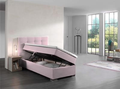 Boxspring Bed Malaga Roze Velvet 90x200 cm Met opbergruimte - boxspring met opbergruimte - Bed met opbergruimte - eenpersoonsbed zetelsenbedden