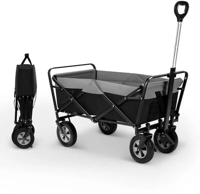 Archi Bolderkar – Trolley op wieltjes - 100L Transportwagen – Verstelbare Handgreep – Draagvermogen Tot 80 kg - zwart en grijs