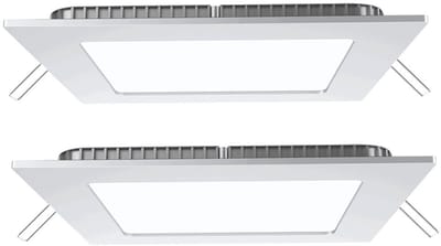 LED inbouwlamp plafondlamp paneel wit woonkamerlamp halverlichting, aluminium, 15W 1350lm warm wit, LxBxD 16x16x2 cm, set van 2