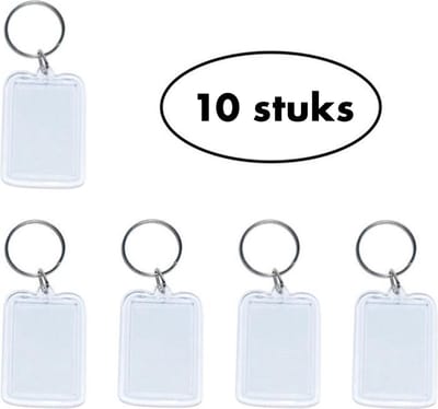 Foto sleutelhanger – Acryl sleutelhanger – Transparant – Foto, tekst, Logo – Formaat 3,2 x 4,0 cm – 10 stuks