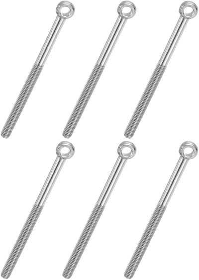 6 stuks M6 x 75 mm draaibare oogschroef met schouder 304 roestvrij staal metrisch halve schroefdraad visoog gat groefgat hefschroef (zilver)