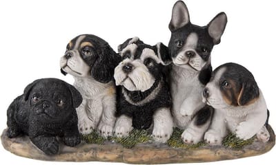 Clayre & Eef Beeld Hond 33x12x17 cm Zwart Wit Kunststof