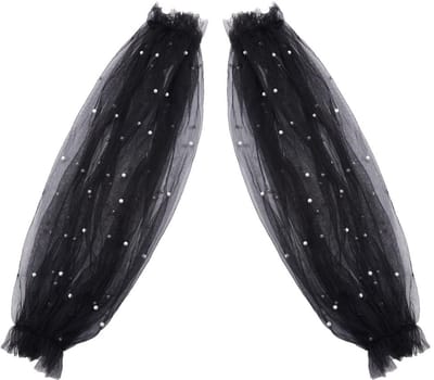 Allecto - Detachable Tulle Sleeves - Puff Sleeves - Perfect voor Bruiloft - Zwart - Kostuum Accessoire - Geschikt voor Avondfeesten - Elegante uits...