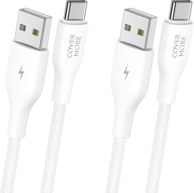 Usb A naar usb C kabel - 1 meter - Oplaadkabel - Geschikt voor opladen android smartphone met usb C ingang - 2 stuks - Wit