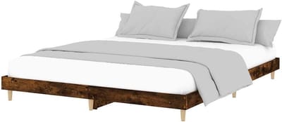 Bedframe Hout - Tweepersoonsbed Frame - Goede Nachtrust - Multiplex Lattenbodem - 120x200 cm - Gerookt Eiken