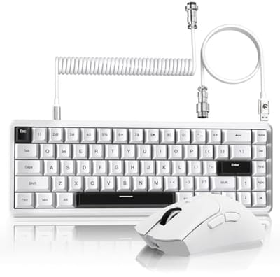 Gaming Toetsenbord en Muis Combo - Draadloos Mechanisch 65% Keyboard en Superlight RGB Gaming Muis - Wit