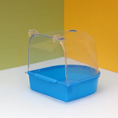 Buitenbad voor papegaaien, halfrond, geschikt voor kleine vogels zoals lijsters en dwergpapegaaien,Diepblauw,13.4*13.8*14cm