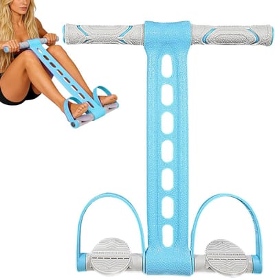 Pedaaltrekapparaat - Fitness touw - Full body training - Comfortabele voetpedalen - 25 x 20 x 10 cm - Blauw