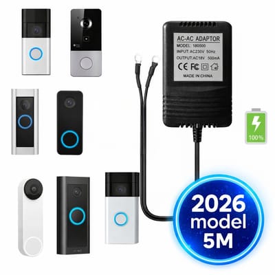 Video deurbel adapter - Eufy en Ring deurbel adapter - Voeding deurbel - Stroom adapter deurbel - Doorbel power adapter - 230v-18v - AC230V, 50Hz , 500mA - Universeel transformator - transformator voor deurbel
