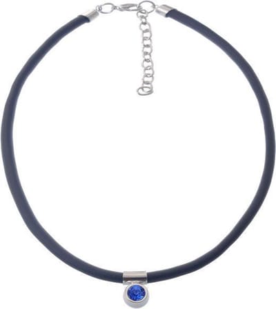 Behave - Zwarte koord ketting met blauwe steen - Minimalistisch sieraad