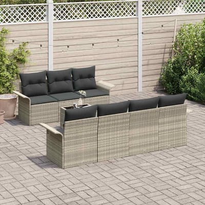 vidaXL Tuinbank Set 8 pcs Lichtgrijs en Donkergrijs poly rattan