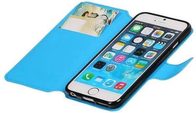 Cross Pattern TPU Bookstyle Hoesje - Wallet Case Telefoonhoesje - Geschikt voor iPhone 6/6s Blauw